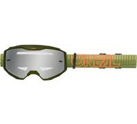 Oneal B-10 STRIPED Mirrored Occhiali da motocross, verde-arancione per maschi