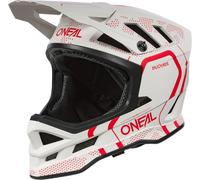 Oneal Blade Polyacrylite Strike Casco da discesa, bianco opaco/rosso, Taglia L (59/60)