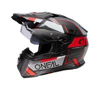 O'NEAL | Casco da moto | Enduro Touring Adventure Street | Good Fit, Pinlock & Bluetooth capace, visiera solare integrata, ECE 22.06 | D-SRS Helmet SQUARE V.23 | Adulto | Nero Grigio Rosso | XS
