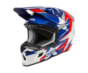 O'NEAL | Casco da motocross | MX | Calotta in ABS, Standard di sicurezza ECE 22.06, Griglie di ventilazione per un raffreddamento ottimale | Casco 3SRS RIDE V.24 | Adulto | Blu Bianco Rosso | Taglia L