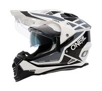 O'NEAL | Casco moto | Moto | Aperture di ventilazione per il massimo flusso d'aria e raffreddamento, guscio in ABS, parasole integrato | Sierra Helmet R V.24 | Adulti | Nero Bianco Grigio | Taglia S