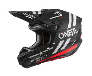 O'NEAL | Casco Motocross | MX Enduro | 2 gusci esterni & 2 EPS per una maggiore sicurezza, calotta ABS, paranaso in gomma | 5SRS Polyacrylite Helmet Squadron V.22 | Adulto | Nero Grigio | S