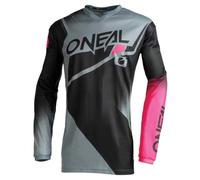 O'NEAL E003-705 Maglia Element Racewearm, Donna, V.22, Nero/Grigio/Rosa, XL