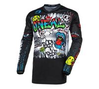 O'NEAL Jersey Motocross Manica Lunga MX Enduro Manica Lunga Protezione Gomiti Imbottita Collo a V Traspirante Element Maglia Giovanile Rancid V.24 Nero Bianco Taglia S