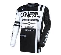 O'NEAL | Maglia da Motocross a Manica Lunga | MX Enduro | Protezione Gomiti Imbottita, Collo a V, Traspirante | Element Warhawk V.24 Jersey | Adulto | Nero Bianco | Taglia XL