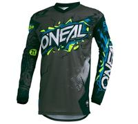 O'NEAL | Maglia Motocross | Enduro Motorcycle | Fit per la Massima Gamma di Movimento, Protezione Gomito Cucita, Traspirante | Jersey Element Villain | Adulto | Nero-Grigio | Taglia XL