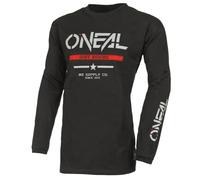 O'NEAL | Maglia Motocross Manica Lunga | MX Enduro | Protezione Gomiti Imbottita, Taglio ergonomico, Traspirante | Element Cotton Jersey Squadron V.22 | Adulto | Nero Grigio | Taglia M