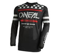 O'NEAL | Maglia Motocross Manica Lunga | MX Enduro | Protezione Gomito Imbottita, Collo a V, Traspirante | Element Jersey Squadron V.22 | Adulto | Nero Grigio | Taglia M