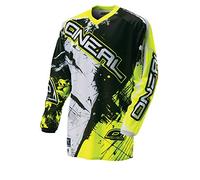 O'NEAL | Maglia Motocross | MX Enduro | Protezione Gomito Imbottita, Collo a V, Traspirante | Element Jersey Shocker | Adulto | Giallo Neon | Taglia S