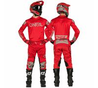 O'Neal Matrix Ridewear Motocross MX Kit Pantaloni Maglia - Rosso / Grigio Combo