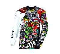 O'NEAL | Motocross Camicia a Maniche Lunghe | MX Enduro Moto | Asciugatura Rapida e Materiale Leggero di Prestazioni, Design Senza Colletto | Mayhem Jersey Crank | Adulto | Nero Multi | Taglia XL