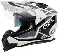 O'NEAL | Casco moto | Moto | Aperture di ventilazione per il massimo flusso d'aria e raffreddamento, guscio in ABS, parasole integrato | Sierra Helmet R V.24 | Adulti | Nero Bianco Grigio | Taglia M
