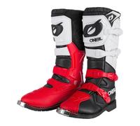 O'NEAL | Stivali Motocross | Enduro Motorcycle | Comfort grazie a Air-Mesh-Insole, quattro fibbie, materiale sintetico di alta qualità | Stivali Rider Pro | Adulto | Nero Bianco Rosso | Taglia 39