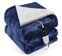 OneAmg Coperta Termica Elettrica,155x180cm 6 Livelli di Riscaldamento,Timer 10H,Spegnimento Automatico Della Coperta Elettrica -con Telecomando Digitale,Lavabile in Lavatrice,Plaid Riscaldabile Blu