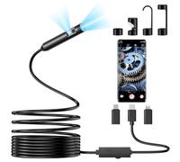 OneAmg Endoscopio per Smartphone,1920P HD Telecamera Endoscopica,Sonda Telecamera con 8 LED, IP67 Impermeabile Sonda Sturatubi non c'è Bisogno di Wi-Fi Compatibile con iOS e Android 16.4ft/5M