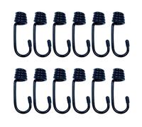 ONEBO 12 Pezzi Ferro da stiro Rivestito in gomma Ganci a Spirale,Gancio Per Corde Elastiche,Ganci per corda elastica a spirale,per Tende, Teloni, Manifesti, Nette(12mm,Nero)