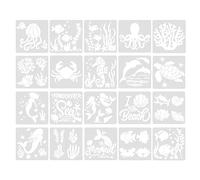 ONEBO 20 Pezzi Creature Marine Pittura Stencil,Mare Tema Stencils Pittura,Stencil per Disegno di Animali Marini Riutilizzabili,Per la pittura,la decorazione di mobili