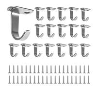 ONEBO 20 Pezzi Ganci da Muro Multiuso, Decorativi a Forma di J con viti, Ganci a Parete in acciai inossidabili, Ganci per Cucina Camera da Letto Bagno Ufficio Toilette