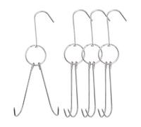 ONEBO 4 Pezzi ganci per carne,Ganci Macellaio,Ganci per carne per affumicare,Ganci doppi rotanti,per appendere cervi, manzo, pesce, merluzzo, pancetta, barbecue, grill