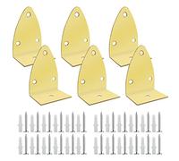 ONEBO 8 Staffe Angolari, Staffa angolare a 90 gradi, Squadretta giunzione, Connettore di fissaggio per mobili in legno, oro per la Cucina Domestica Bagno(con 24 Viti + 24 Viti a espansione)