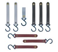 ONEBO 9 Ganci In Pelle a S,Ganci a S in pelle multifunzione,Gancio multifunzione con passante in pelle,per appendere, gancio da campeggio, gancio per cappotto, asciugamani, cucina