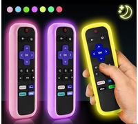 ONEBOM Roku, custodia per telecomando Roku, copertura della batteria per telecomando TCL Roku Smart TV Steaming Stick, in silicone, si illumina al buio (rosa, viola, giallo, 3 pezzi)
