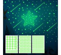 ONEBOOM 452 Pezzi Stelle Adesive Fluorescenti Adesivi,Autoadesivostelle Luminose Cameretta Adesivi,Luce di Lunga Durata,Facili da Usare,Adatti per Decorare la Camera da Letto-Verde Fluorescente