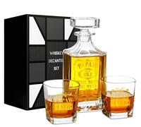 Onebttl Papaw Gifts - Set di decanter per whisky, 750 ml, con tappo e 2 bicchieri da whisky per liquore, burbon, whisky, miglior set regalo per Natale, festa del papà, leggenda del mito dell'uomo