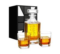 Onebttl Pappy Gifts - Set di decanter per whisky, 750 ml, con tappo e 2 bicchieri da whisky per liquore, burbon, whisky, perfetto per il nonno per Natale, festa del papà, leggenda del mito dell'uomo