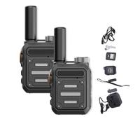 Onecandforal Walkie Talkies, Waterproof & Shock Resistant Walkie, Rechargeable Portable Communication Devices for Outdoor Work, Hiking, and Travel (Black,2pcs)