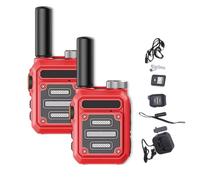 Onecandforal Walkie Talkies, Waterproof & Shock Resistant Walkie, Rechargeable Portable Communication Devices for Outdoor Work, Hiking, and Travel (Red,2pcs)