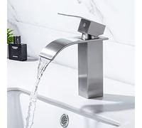 ONECE Rubinetto a Cascata per Lavabo, Miscelatore Bagno Stile Moderno, Rubinetti Monocomando per Vasca, Acqua Calda e Fredda, Spazzolato Opaco Anti-impronta, Acciaio Inox 304