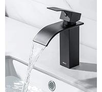 ONECE Rubinetto Bagno a Cascata, Rubinetto Lavabo Nero, Miscelatore Stile Moderno, Rubinetti Monocomando per Vasca, Acqua Calda e Fredda, Acciaio Inox 304