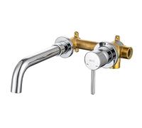 ONECE Rubinetto Bagno Lavabo a Muro, Miscelatore Incorporato in Ottone, Rubinetti Monocomando Nascosto Girevole a 360°, Aeratore Rimovibile, Cromato