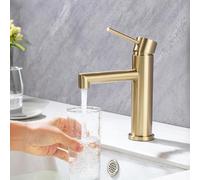 ONECE Rubinetto Bagno Lavabo, Miscelatore Monocomando in Acciaio Inox 304, Rubinetti Oro, Aeratore Rimovibile, Acqua Calda e Fredda, Senza Piombo