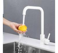 ONECE Rubinetto Cucina Bianco, Miscelatore Monocomando con Beccuccio Girevole a 360°, Rubinetti per Lavello in Acciaio Inox 304, Acqua Fredda e Calda, Aeratore Rimovibile