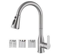 ONECE Rubinetto Cucina con Doccetta Estraibile a 3 Modalità, Miscelatore Monocomando Lavello Girevole a 360°, Rubinetti Estensibile, Acciaio Inox 304, Acqua Fredda e Calda, Spazzolato