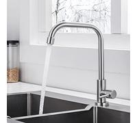 ONECE Rubinetto Cucina Solo Acqua Fredda, Rubinetti Monocomando Lavello Girevole a 360°, Aeratore Rimovibile, Acciaio Inox 304 Spazzolato