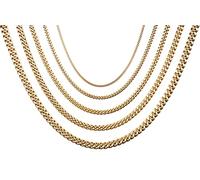 OneChance Collana Uomo Donna Unisex a Catena Cubana, 4/6/8/10/12 MM di larghezza, 40/50/60/70/80 CM di lunghezza, acciaio inossidabile, Oro, con confezione regalo