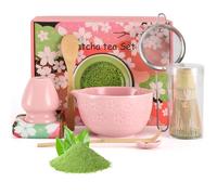 OneChois Set da tè Matcha, set da tè Matcha, scopa matcha, ciotola macha, supporto per whiska, paletta, colino, strofinaccio, set da 8 pezzi Matcha, Macha, latte matcha, torta matcha, senza polvere