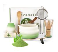 OneChois Set matcha di colori sfumati, set da tè matcha, scopa matcha, ciotola macha, supporto per whisky matcha, paletta, colino, set da 8 pezzi, matcha, latte matcha, torta matcha, senza polvere