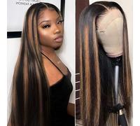 ONECHULY Parrucca frontale in pizzo lungo con evidenziazione dei capelli umani 200% densità balayage Ombre pizzo frontale parrucca 13x4 HD trasparente pizzo pre pizzicato con capelli del bambino