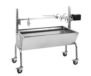 oneConcept 2-in-1 Kit Arrosto e Barbecue Elettrico Portatile, Barbecue Grill con Ruote e Posacenere, Barbecue con Griglia in Acciaio Inossidabile da Giardino, Barbecue da Terrazzo, Campeggio, Balcone