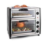 Oneconcept All-You-Can-Eat - Fornetto Elettrico, Forno, Doppia Area di Cottura, Doppio Timer, Griglia BBQ sulla Parte Superiore, 2400 W, 60-240°C, Vol: 42 L, Argento