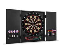 oneConcept Dartmaster 180 Bersaglio Freccette Elettronico, E-Darts fino a 8 Giocatori, Avversario Virtuale, 27 Giochi, Display LED, 12 Freccette, Punte Morbide, Alimentatore, Nero
