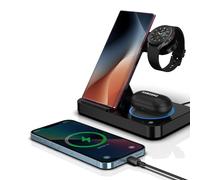 OneCut Caricabatterie Wireless 3 in 1 per Samsung, Pieghevole Stazione di Ricarica Wireless Rapida Station per S24/S23/Ultra/S21/S22 Z Flip Fold 5/4, Galaxy Watch 6/4/5 Pro, Galaxy Buds