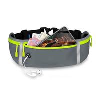 ONEFLOW Active Pro - Cintura da corsa per Fairphone 5, con 3 scomparti, traspirante, per sport, per jogging, cellulare, impermeabile, per corsa, colore grigio