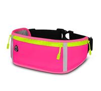 ONEFLOW Active Pro - Cintura da corsa per Samsung Galaxy S25, con 3 scomparti, traspirante, per lo sport, per il jogging, il cellulare, impermeabile, per la corsa, colore: Rosa caldo