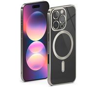 ONEFLOW Aura Case per iPhone 16 Pro Max Custodia Compatibile con MagSafe, Custodia con Protezione per Fotocamera, Custodia per Ricarica Senza Fili Induttiva, Silicone Trasparente Titanio