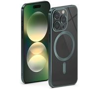 ONEFLOW Aura Custodia MagSafe per Apple iPhone 15 Pro, compatibile con fotocamera, custodia protettiva per ricarica wireless induttiva, custodia in silicone trasparente, verde